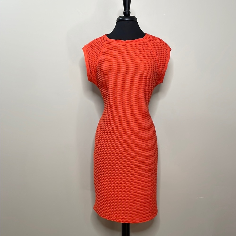 Sharagano Orange Knee-Length Dress Size 14
